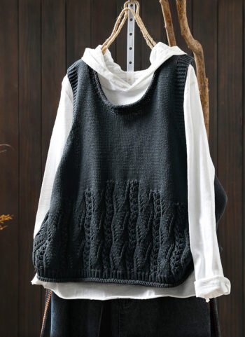 Women Autumn Casual Pure Color O-Neck Knitted Vest