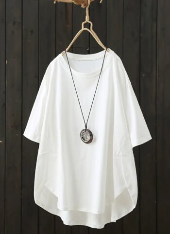 Women Summer Casual Pure Color O-Neck T-Shirt