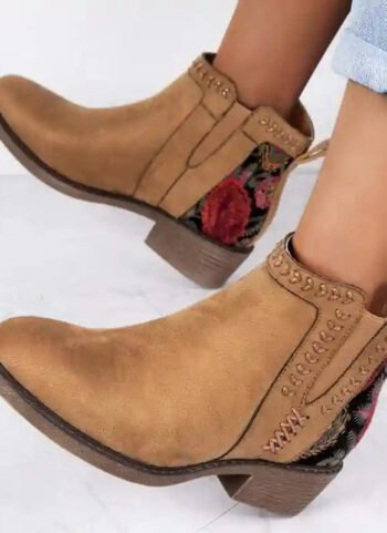 Boho Floral Camel Boots