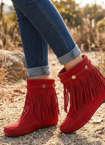 Boho Fringed Braided Boots