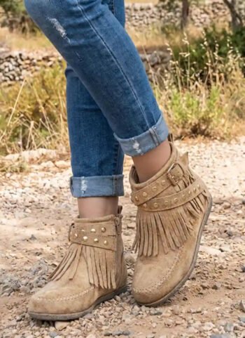 Boho Fringes Stud Boots
