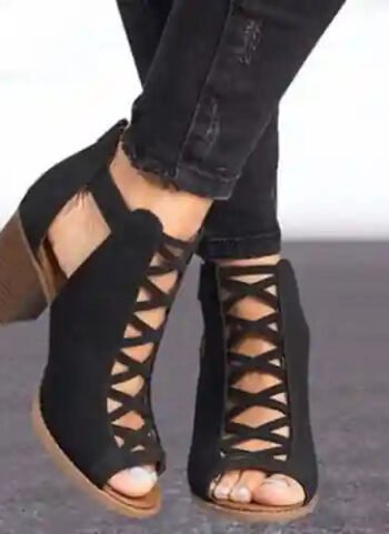 Boho High Heeled Lace-Up Open Boots